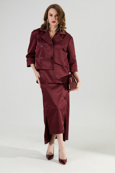 Юбка NikVa 971-5 бургунди_полоска - фото 5