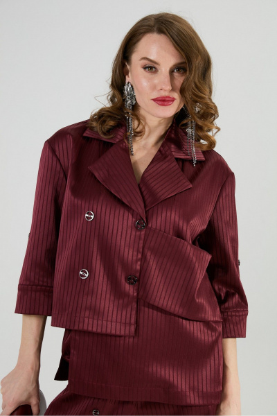Жакет NikVa 973-4 бургунди_полоска - фото 3