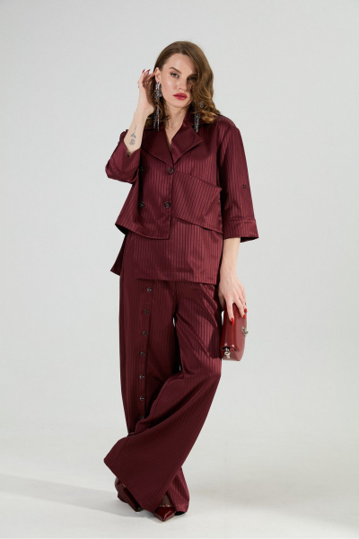 Брюки NikVa 977-5 бургунди_полоска - фото 9
