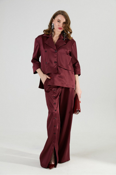 Брюки NikVa 977-5 бургунди_полоска - фото 8