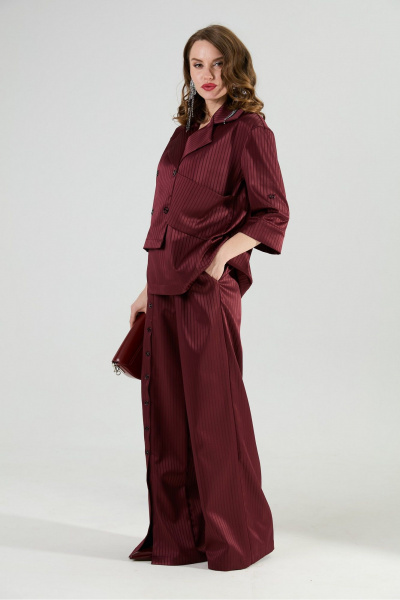 Брюки, жакет NikVa 979-5 бургунди_полоска - фото 13