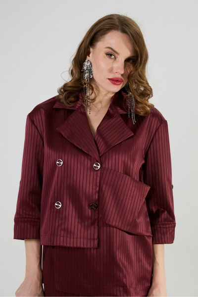 Брюки, жакет NikVa 979-5 бургунди_полоска - фото 2