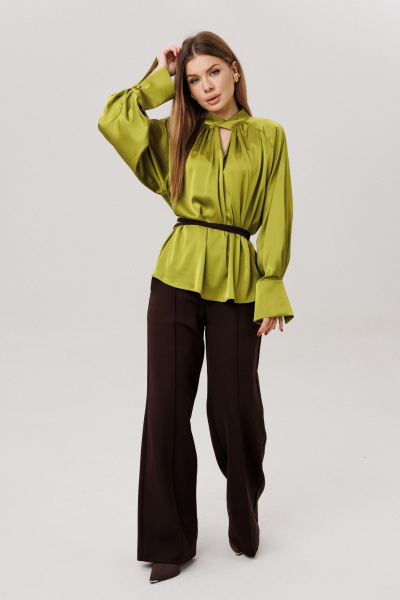 Блуза, брюки Ambera Style 2147 шоколад/оливка - фото 8