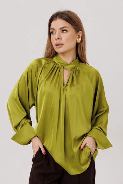 Блуза, брюки Ambera Style 2147 шоколад/оливка - фото 5