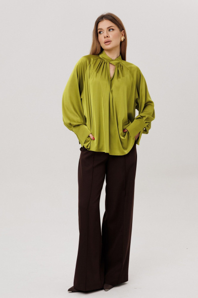 Блуза, брюки Ambera Style 2147 шоколад/оливка - фото 3