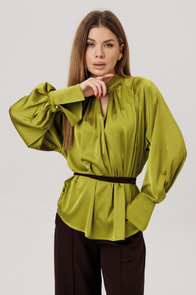 Блуза, брюки Ambera Style 2147 шоколад/оливка - фото 2