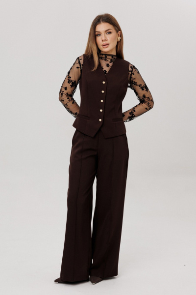Брюки, жилет, лонгслив Ambera Style 3019 шоколад - фото 2