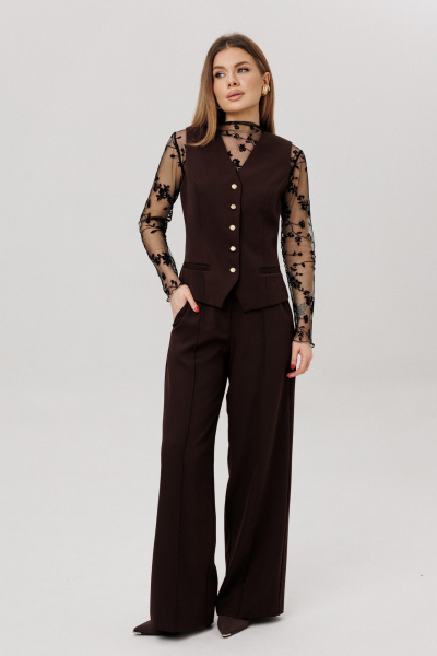 Брюки, жилет, лонгслив Ambera Style 3019 шоколад - фото 1