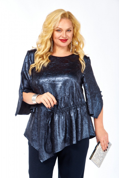 Блуза, брюки Элль-стиль 2450 синий - фото 11