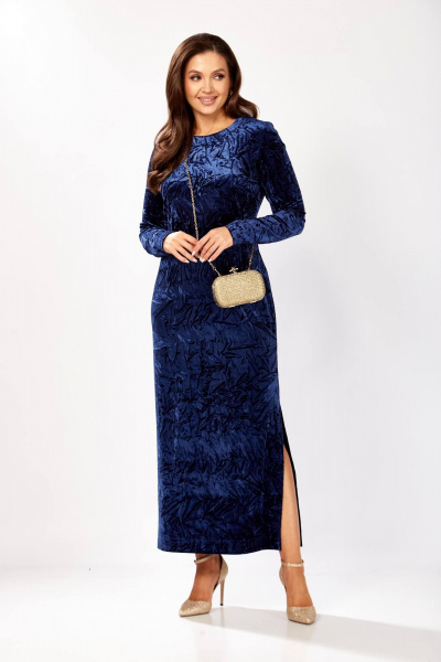 Платье Gizart 5319/1 синий_жатка - фото 3