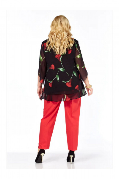 Блуза, брюки Элль-стиль 2213/11 черный_красный - фото 6