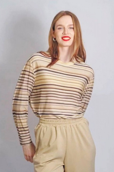 Джемпер Belarusachka С5003592 полоска / ваниль - фото 3