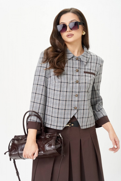 Жакет, юбка Karina deLux M-1418 серо-коричневый - фото 6