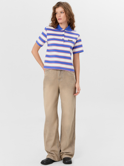 Майка Mark Formelle 112900/24-33421ПП-5 полоска_ультрамарин_1_сл_термотрансфер_на_полочке - фото 1