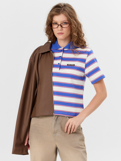 Майка Mark Formelle 112900/24-33421ПП-5 полоска_ультрамарин_1_сл_термотрансфер_на_полочке - фото 3