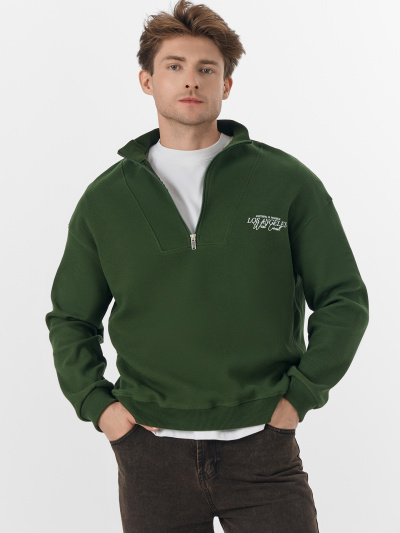 Толстовка Mark Formelle 121935/24-4958П-2 т.зеленый_печать_3_сл_на_пол - фото 1