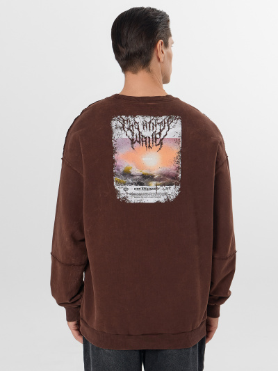 Свитшот Mark Formelle 121943/25-ОБР5047П-7(3) ACID_WASH_шоколадный_печать_009.2_Эйсид_1_сл_н - фото 1