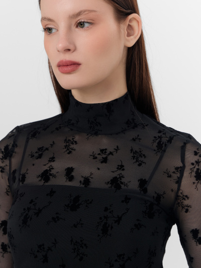 Джемпер Mark Formelle 122845/25-ОБР34945П-10 цветы_на_черном_010.2_Сублимация_полотна - фото 4