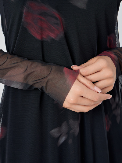 Платье Mark Formelle 152606/25-ОБР34947П-6 розы_на_черном_010.2_Сублимация_полотна - фото 4