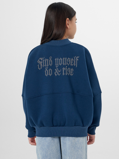 Толстовка Mark Formelle 167770/25-36776П-7П-3 синий_печать_3_сл_на_пол_печ_ДЕКОР_СТРАЗЫ - фото 2