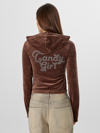 Толстовка Mark Formelle 172124/24-33635П-3 шоколад_печать_1сл_аппликация_из_страз_спинка - фото 2