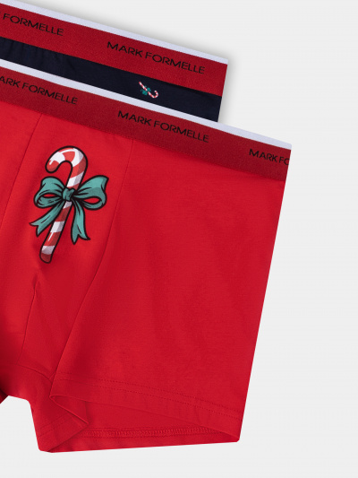 Трусы Mark Formelle 411228-2/25-5098П-5Н красный_маленькие_леденцы_на_т.синем_3_сл_1тр_на_ - фото 2