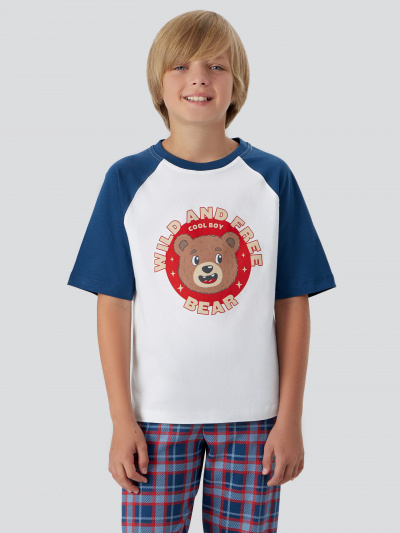 Брюки, футболка Mark Formelle 563335/25-34504ПП-0 белый_красно_синяя_клетка_3_сл_на_пол - фото 1