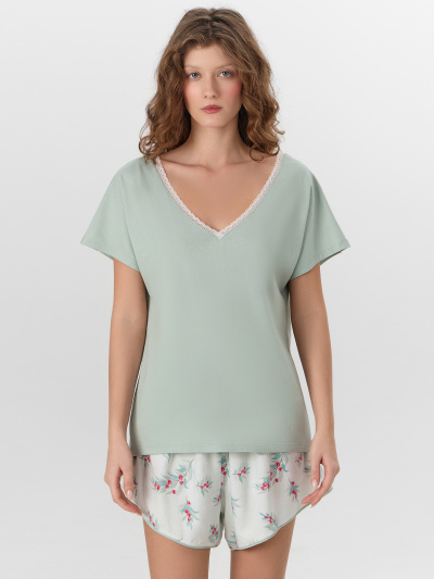 Футболка, шорты Mark Formelle 592544/25-35486ПП-14 эдельвейс_веточки_на_мятном - фото 2