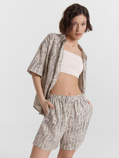 Шорты Mark Formelle 522250/24-34814ПП-9 полоски_на_молочном_009.2_Эйсид_3_сл_на_дет_пер_Д - фото 1