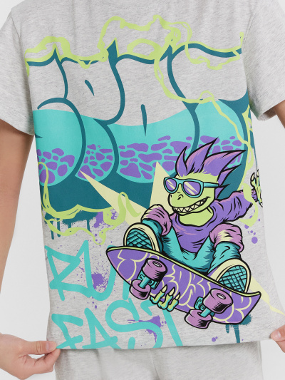 Футболка, шорты Mark Formelle 563322-1/24-32077ПП-0 серый_меланж_печать_Печать - фото 5