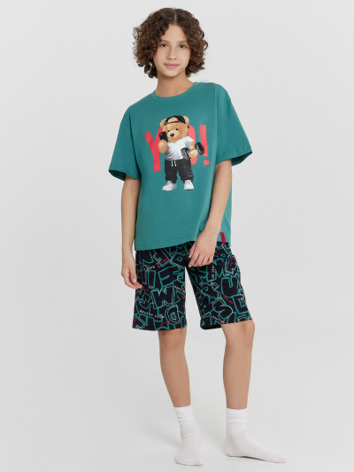 Футболка, шорты Mark Formelle 563327/24-30791ПП-0 малахит_буквы_на_черном_3_сл_на_пол_Д - фото 2