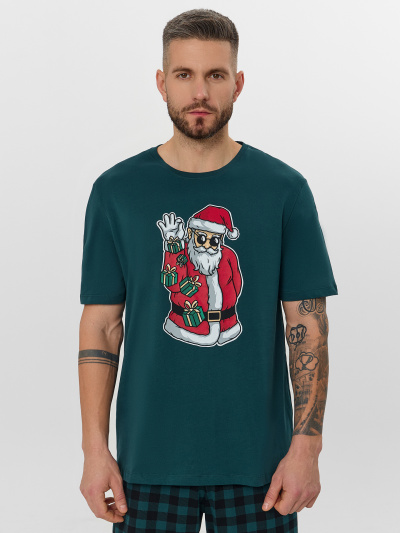 Футболка, шорты Mark Formelle 591044/25-5076ПП-0 т.изумрудный_черная_клетка_на_зеленом_3_сл_на_пол - фото 1