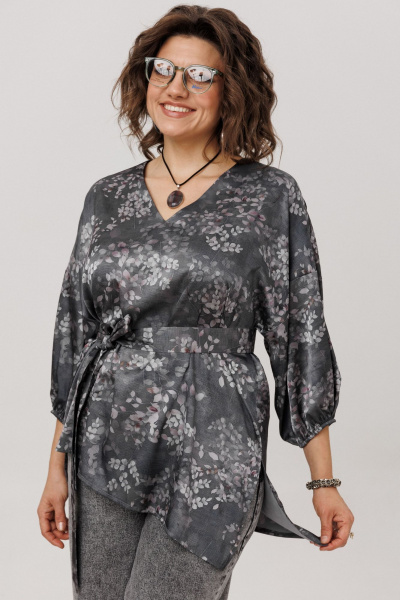 Блуза Anelli 1665.1 графитовый_гербарий - фото 9