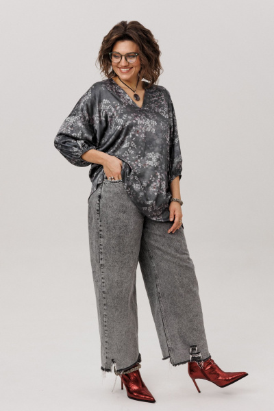 Блуза Anelli 1665.1 графитовый_гербарий - фото 8