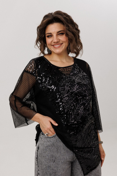 Блуза Anelli 1781 черный_авантюрин - фото 7