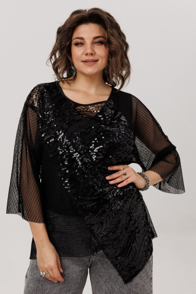 Блуза Anelli 1781 черный_авантюрин - фото 4