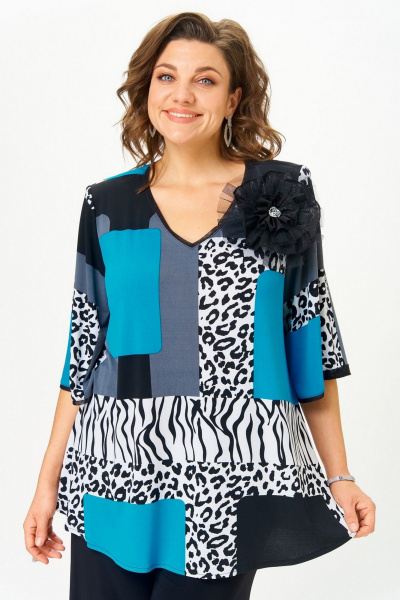 Блуза Svetlana-Style 5036 черный_принт - фото 1