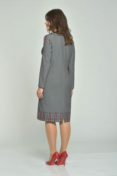 Платье деловое из костюмной ткани с клеточной кокеткой Fortuna ШЖ 554 - фото 2