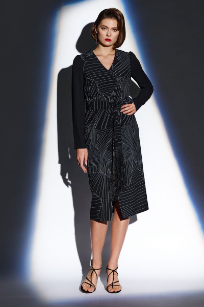Нарядное черное платье из текстиля для особых случаев BURVIN 7795-81 - фото 1