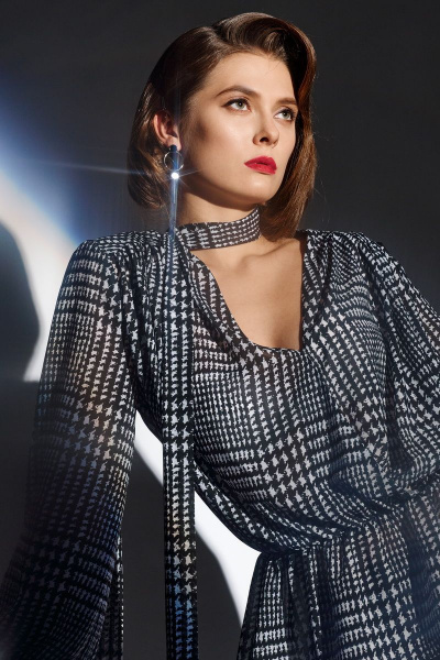 Нарядная черная блуза из текстиля для демисезона BURVIN 7841-51 - фото 1