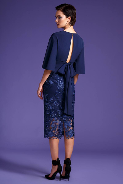 Блуза, юбка LaVeLa L2378 синий/цветы_синие - фото 2