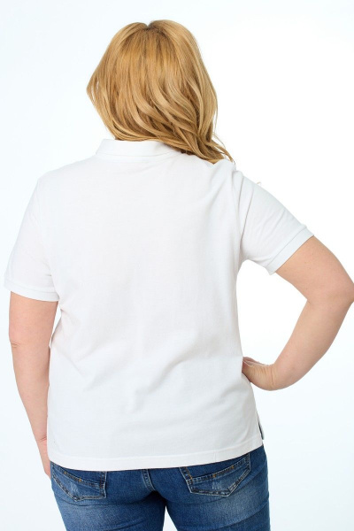 Белый лененый футболка-поло с металлической молнией и накладным карманом Anelli 869 белый - фото 3