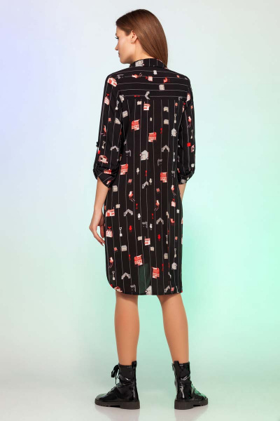 Демисезонное платье рубашка из принтованной ткани с длинными рукавами Vitol Fashion В-1001 - фото 2