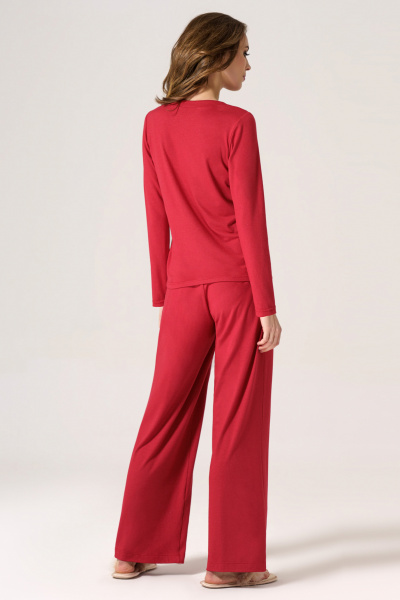 Домашний джемпер из вискозы и трикотажа теплый Панда 25340z красный - фото 2