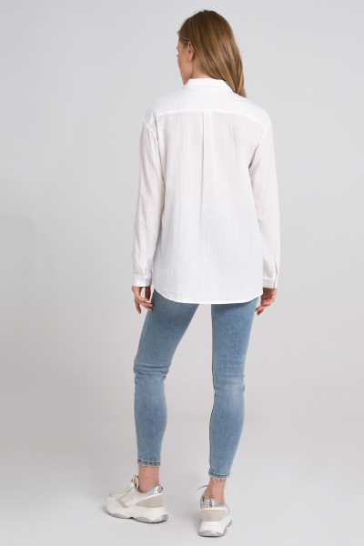 Блузка приталенная из хлопка с ассиметричной планкой Панда 27240z белый - фото 3