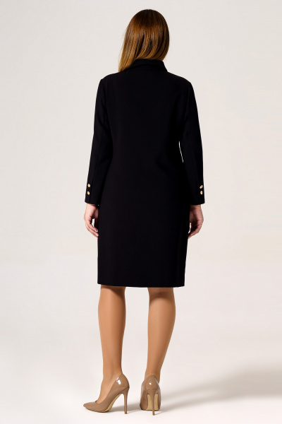 Платье нарядное с вышивкой, прямой крой, разрезы Панда 31580z черный - фото 2