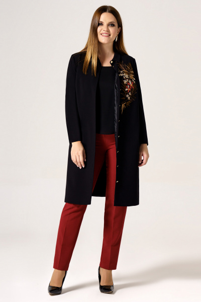 Платье нарядное с вышивкой, прямой крой, разрезы Панда 31580z черный - фото 3