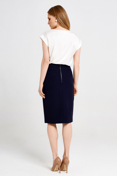 Юбка-карандаш с отрезным поясом, средней длины, стрейч Панда 36650z синий - фото 2