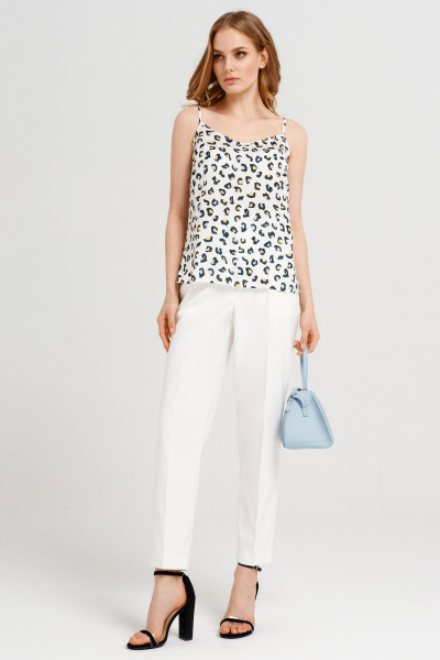 Летняя шифоновая блузка на тонких бретелях с леопардовым принтом Панда 38840z мультиколор - фото 1