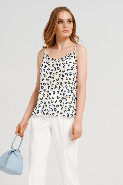 Летняя шифоновая блузка на тонких бретелях с леопардовым принтом Панда 38840z мультиколор - фото 2